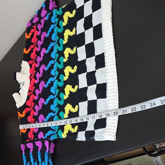 Vintage Knit Waves Geometric Design Women's Bold Colored Sweater Collared Sz M - Picture 10 of 10